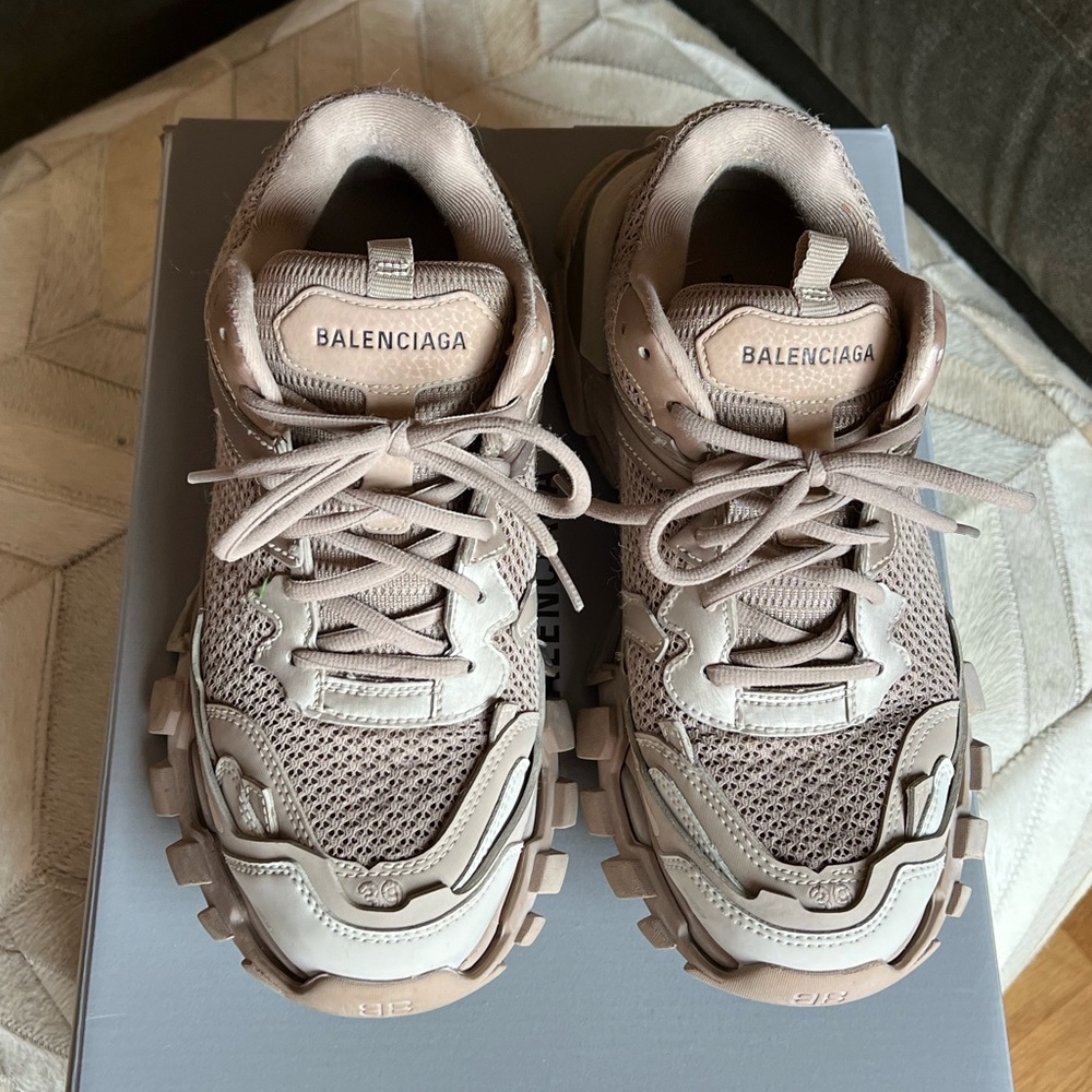 BALENCIAGA Track 3.0 Distressed Mesh Sneakers US 9, IT 39 Beige Tan Womens